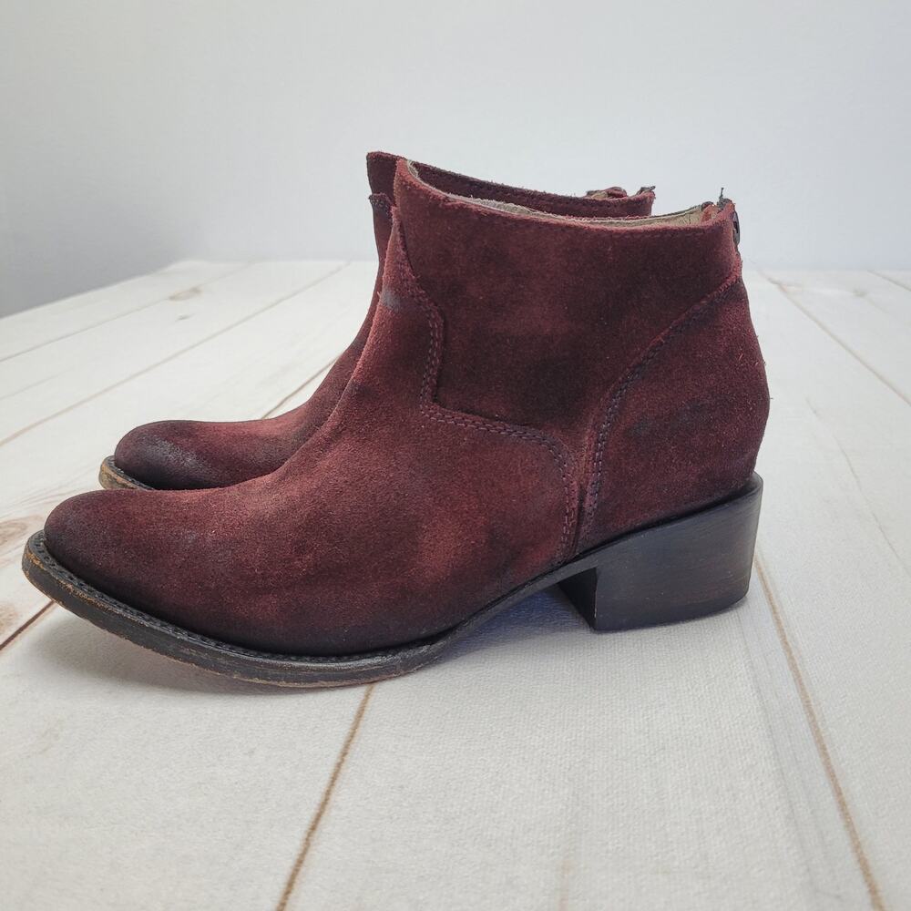 Women's Burgundy Suede Ankle Boots